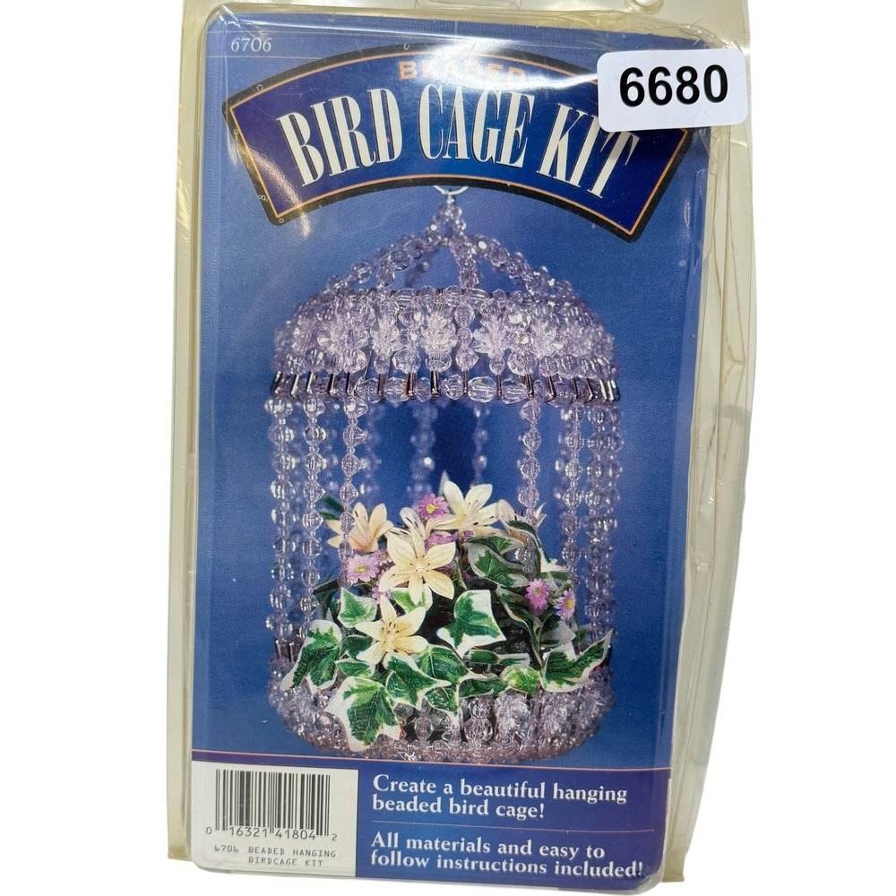 New CCA Beaded Bird Cage Kit #6706 Hanging Bird Cage Kit Beads Safety Pins